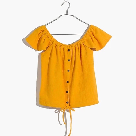 Madewell Yellow Tie Front Top - Picture 9 of 9